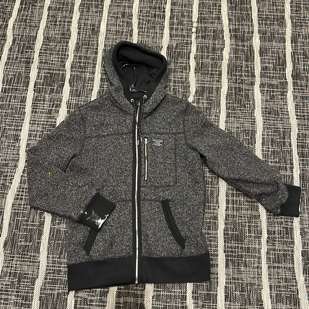 ABERCROMBIE & FITCH size small zipper hoodie in a heather black color. Unisex.